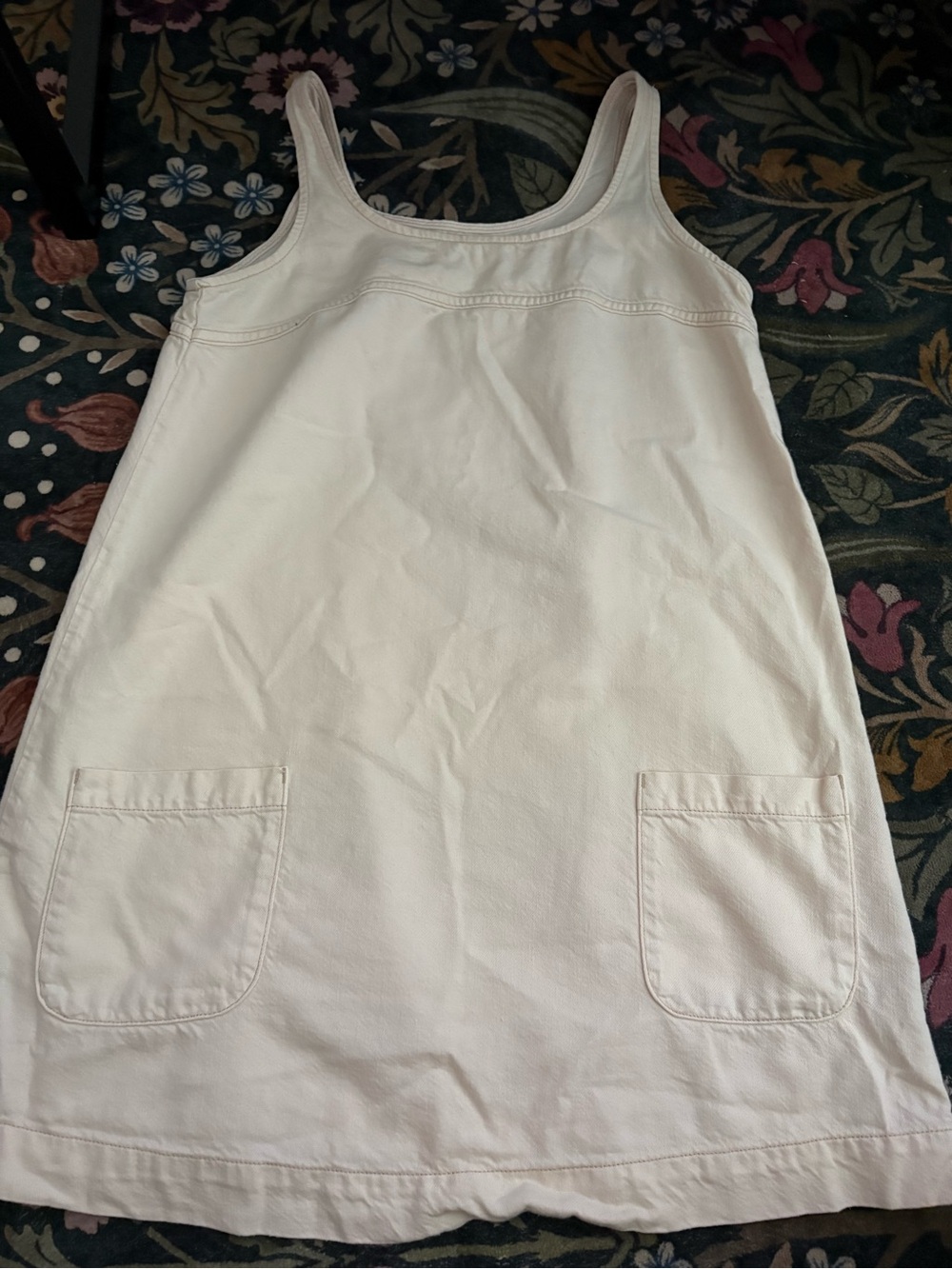 Hatch Cream Denim Pinafore / Overall Tank Dress